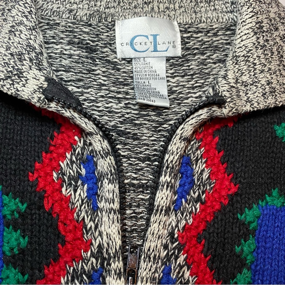 Colorful Knit Cardigan by Cricket Lane size L. 22 inches by 22 inches - Picture 2 of 11